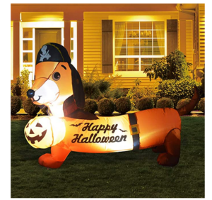 5FT Inflatable Halloween Dog Blow Up with a Pumpkin